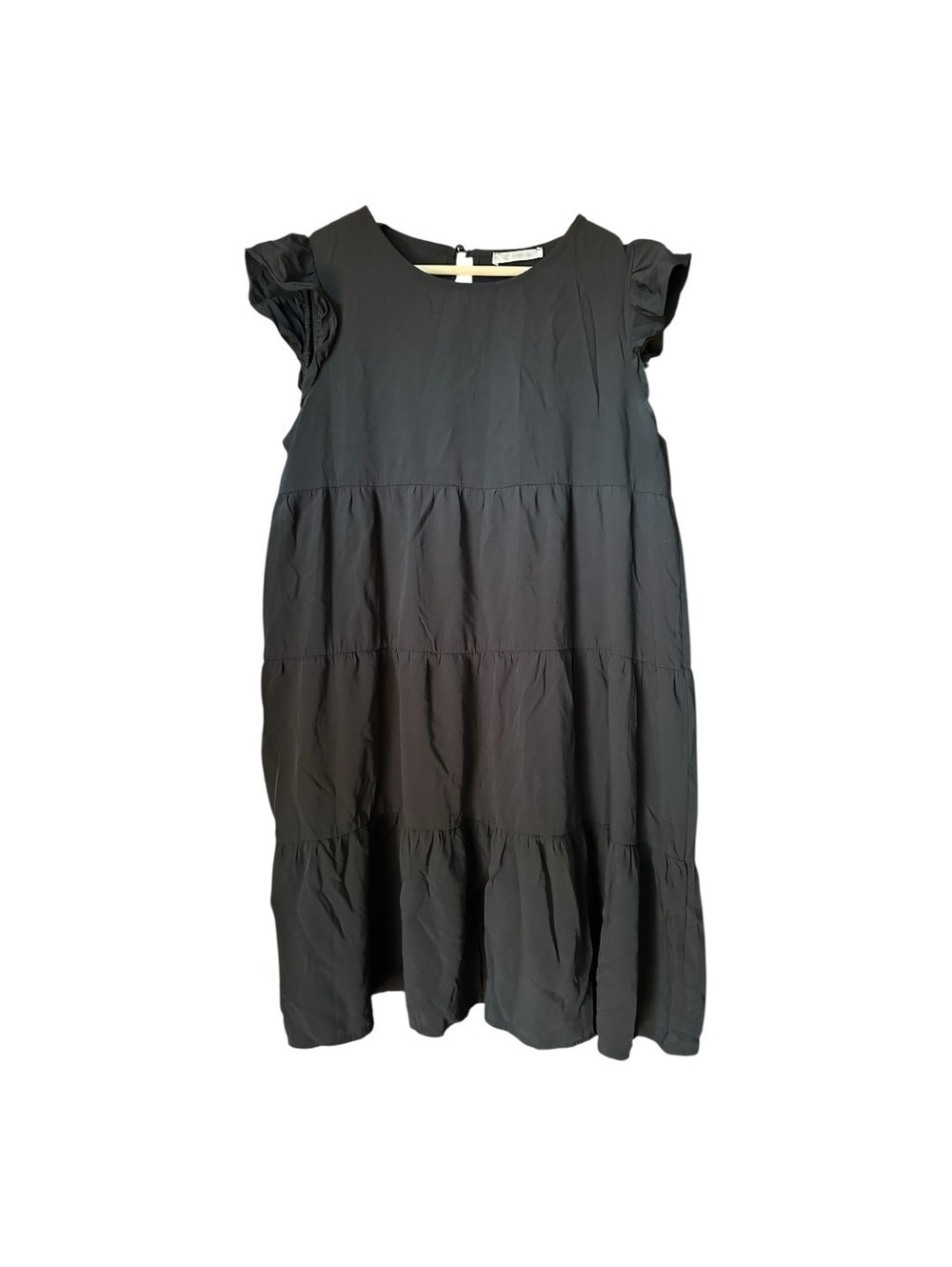 kirundo Chic Black Ruffle Sleeve Mini Dress Black Size M